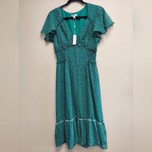 Max Studio Green Flower Pattern Dress